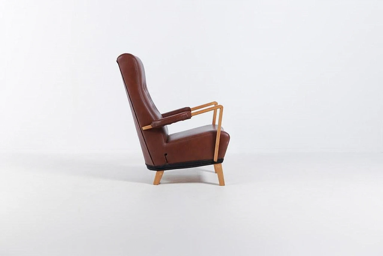 Leather SeatUp lounge chair by O.H. Sjögren, 1990s 3