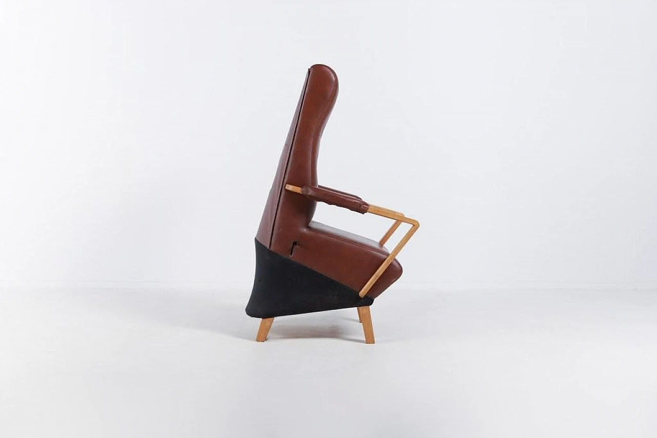 Leather SeatUp lounge chair by O.H. Sjögren, 1990s 4