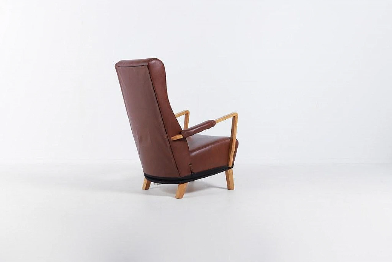 Leather SeatUp lounge chair by O.H. Sjögren, 1990s 5