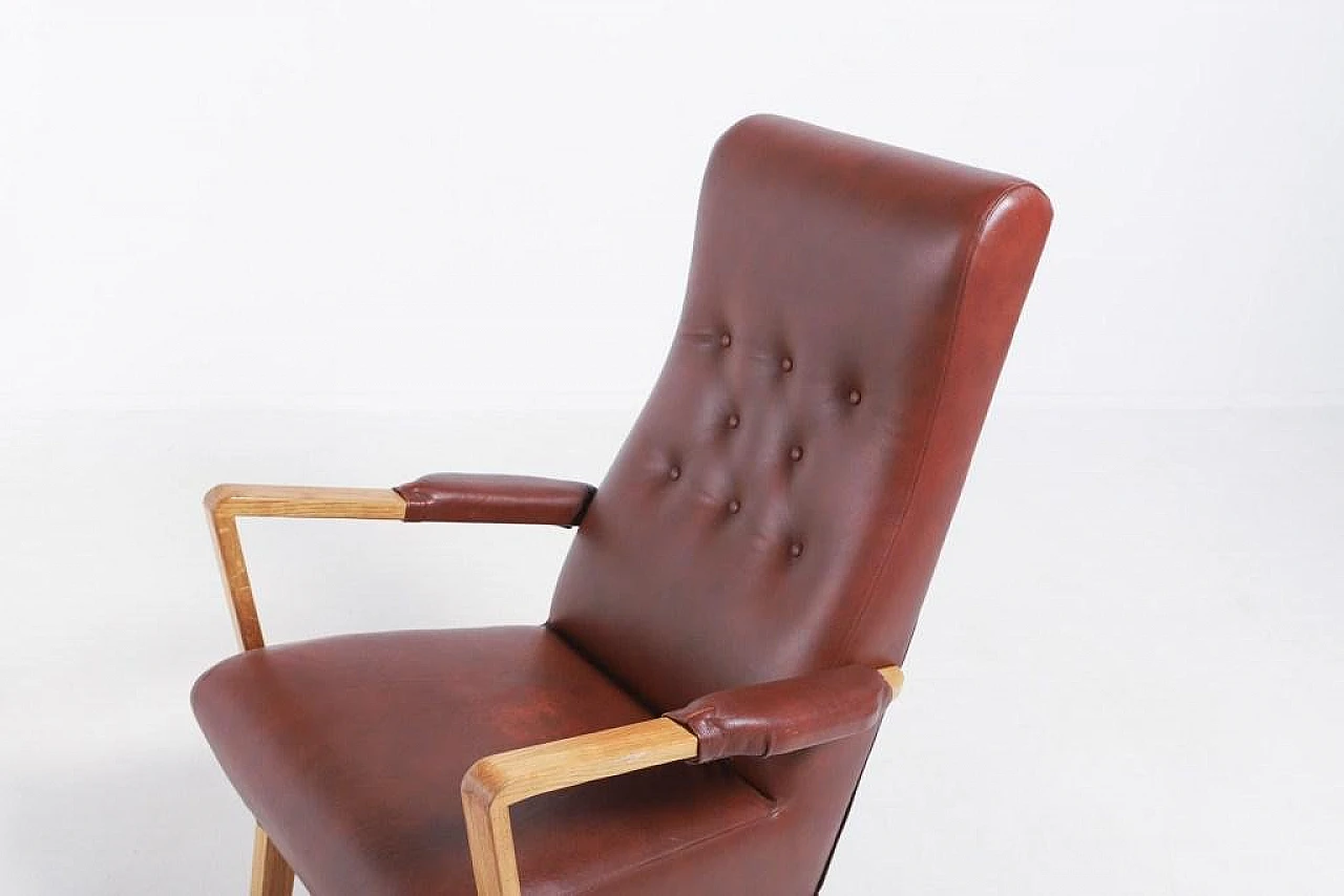 Leather SeatUp lounge chair by O.H. Sjögren, 1990s 7