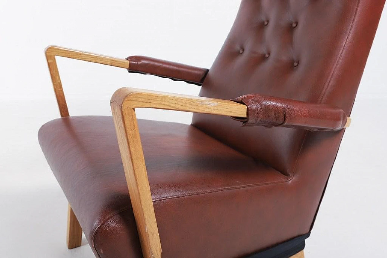 Leather SeatUp lounge chair by O.H. Sjögren, 1990s 9