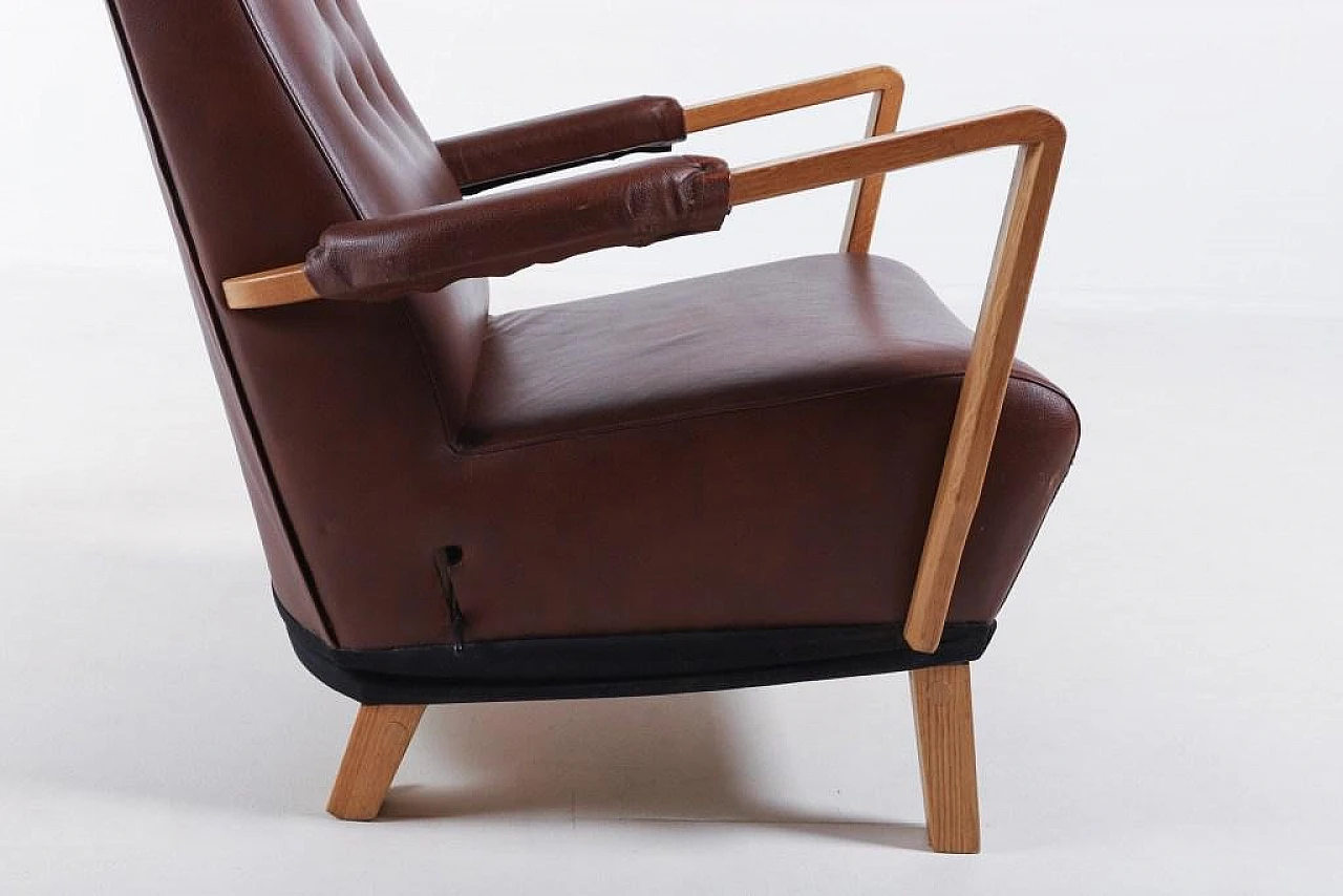 Leather SeatUp lounge chair by O.H. Sjögren, 1990s 12