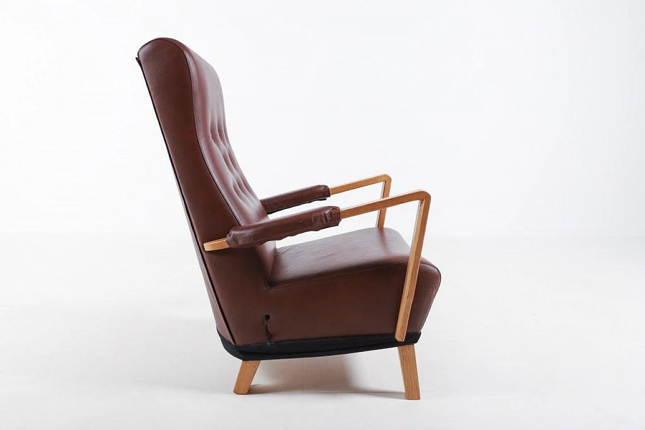 Leather SeatUp lounge chair by O.H. Sjögren, 1990s 13