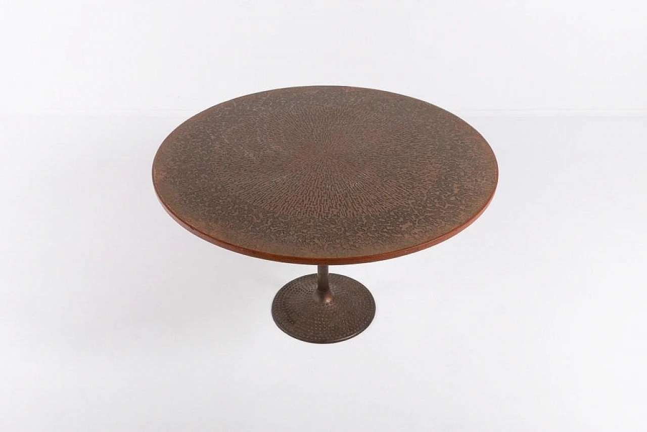 Scandinavian Modern Coffee Table with Inlaid Copper, 1960s 2