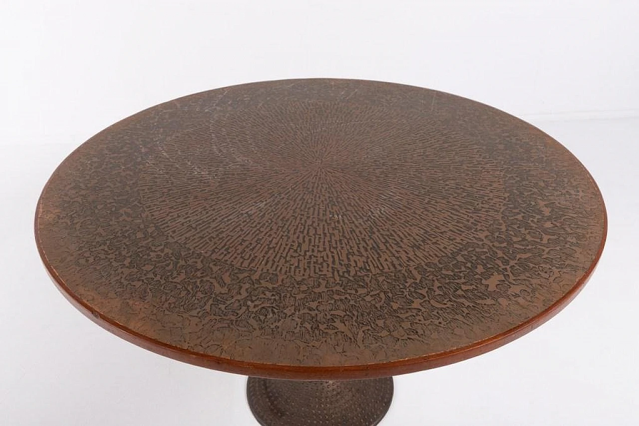 Scandinavian Modern Coffee Table with Inlaid Copper, 1960s 3