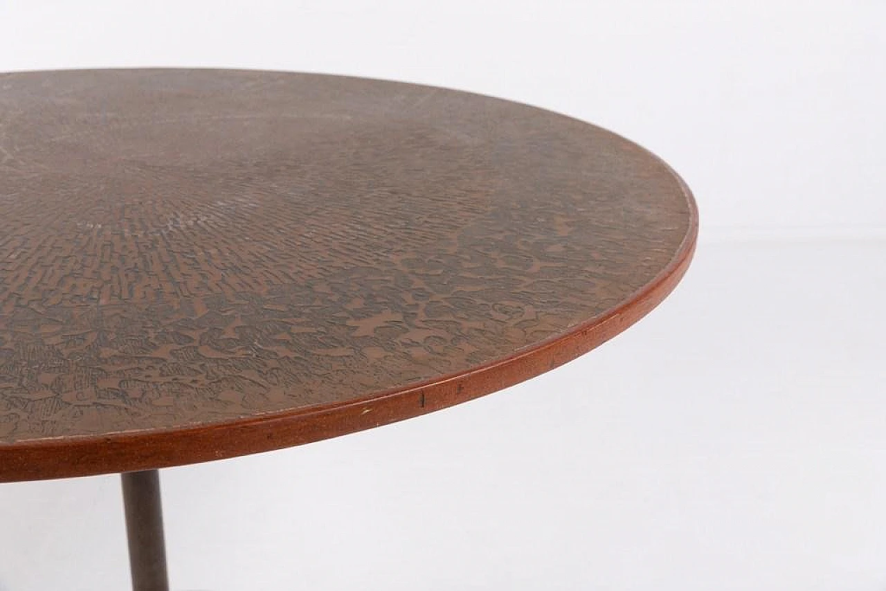 Scandinavian Modern Coffee Table with Inlaid Copper, 1960s 5