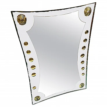 Cristal Arte glass and brass wall mirror, 1950s