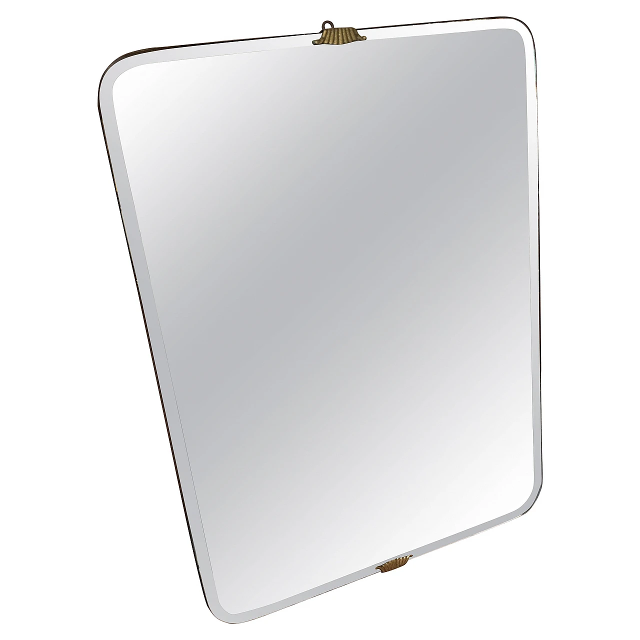 Art Deco style brass and glass wall mirror, 1940s 1