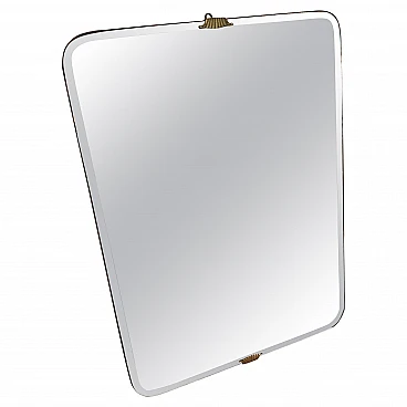 Art Deco style brass and glass wall mirror, 1940s