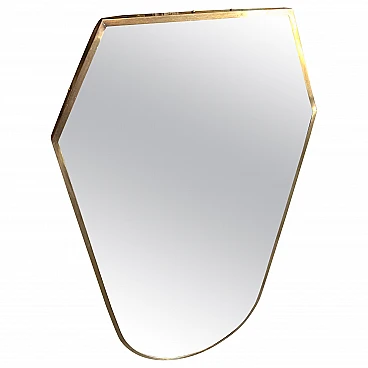 Solid brass shield wall mirror, 1950s