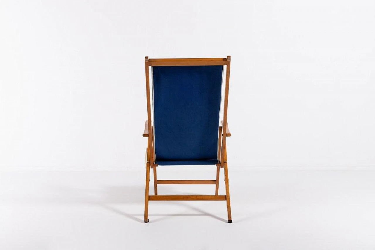 Foldable deck chair in wood and fabric by Fratelli Reguitti, 1960s 4