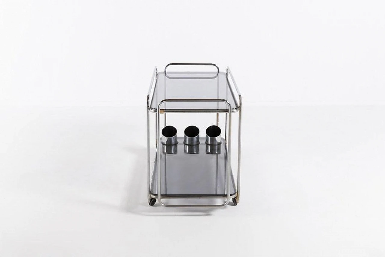 Bar cart in metal and smoked glass, 1960s 3