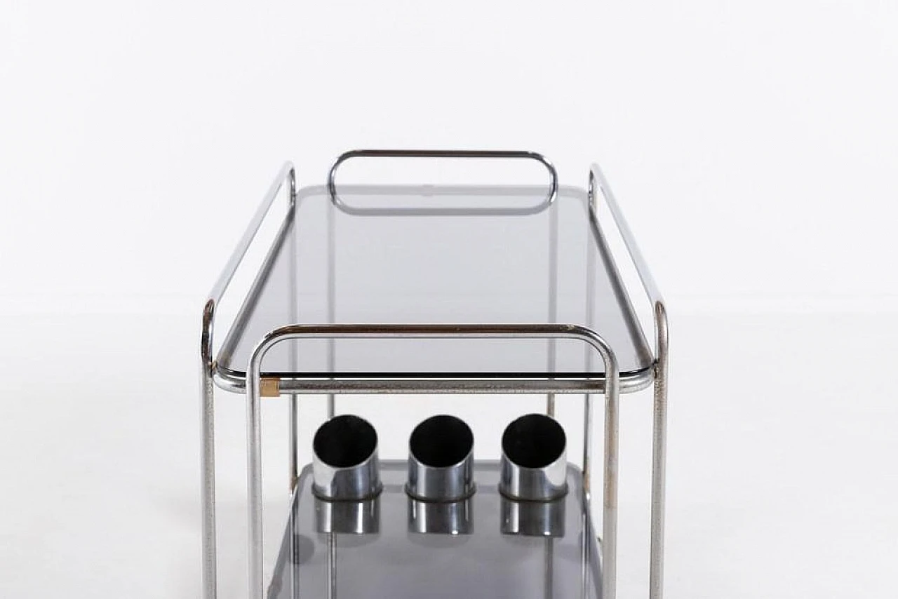 Bar cart in metal and smoked glass, 1960s 4