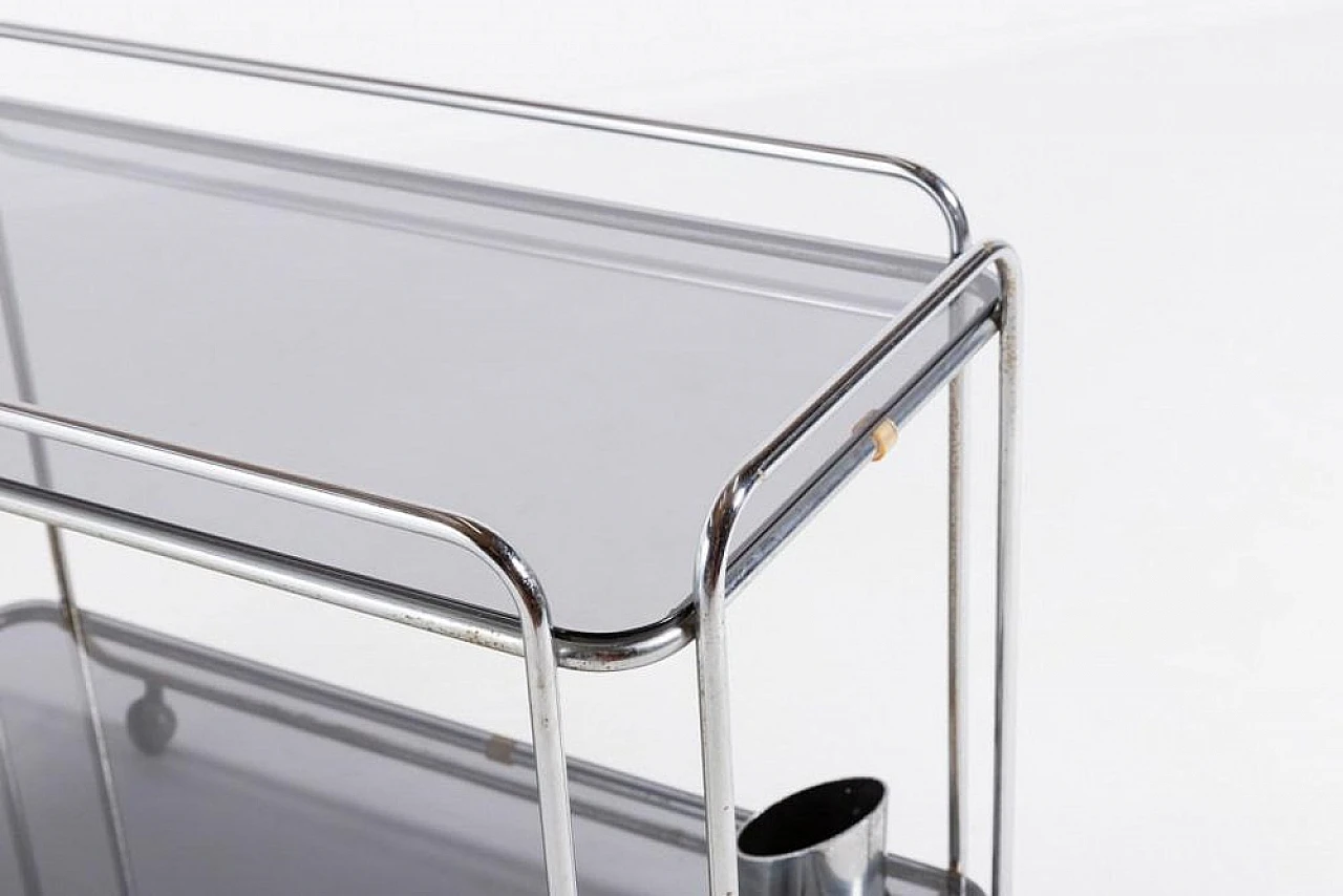 Bar cart in metal and smoked glass, 1960s 6