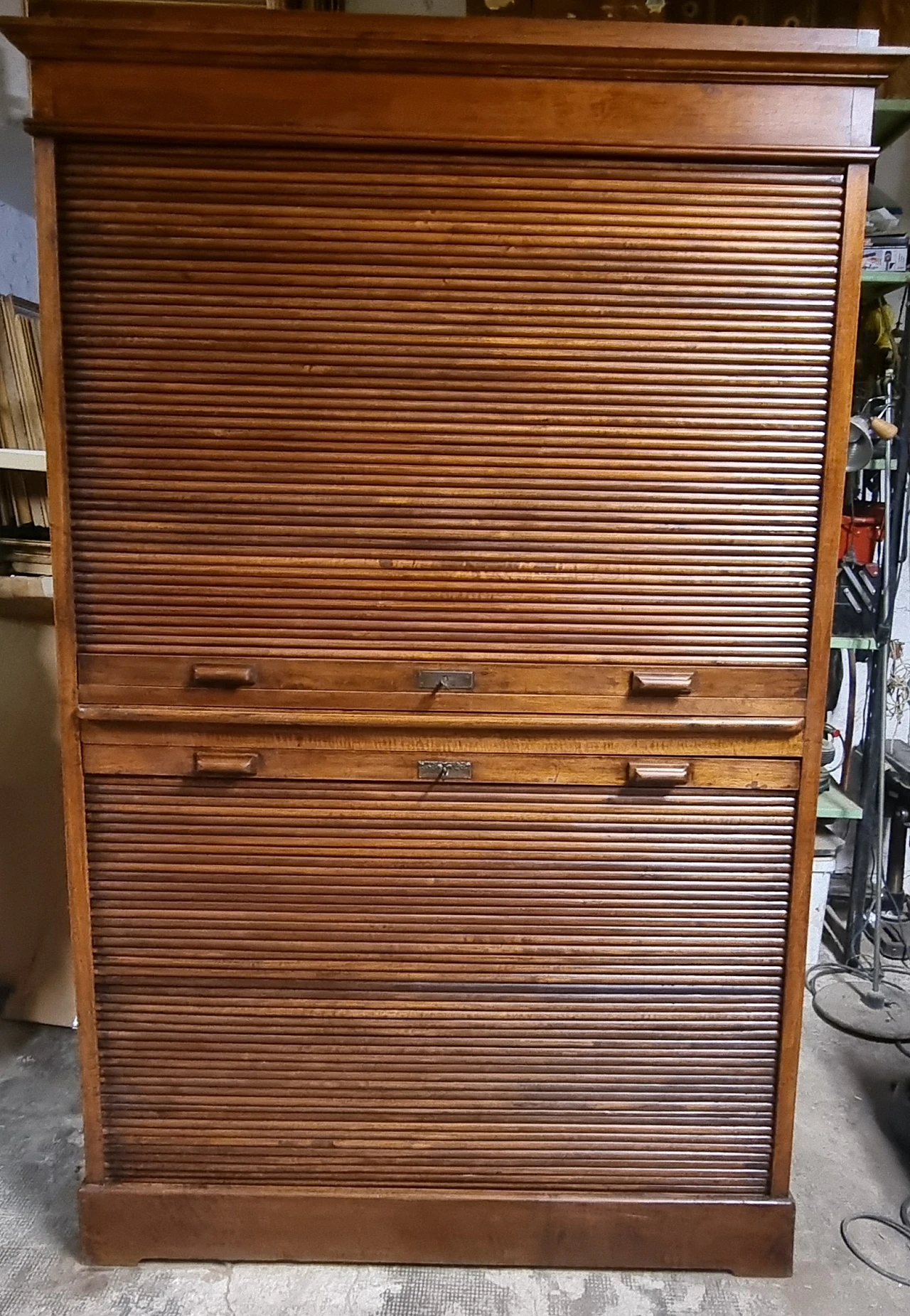 Oak shutter office cabinet 1