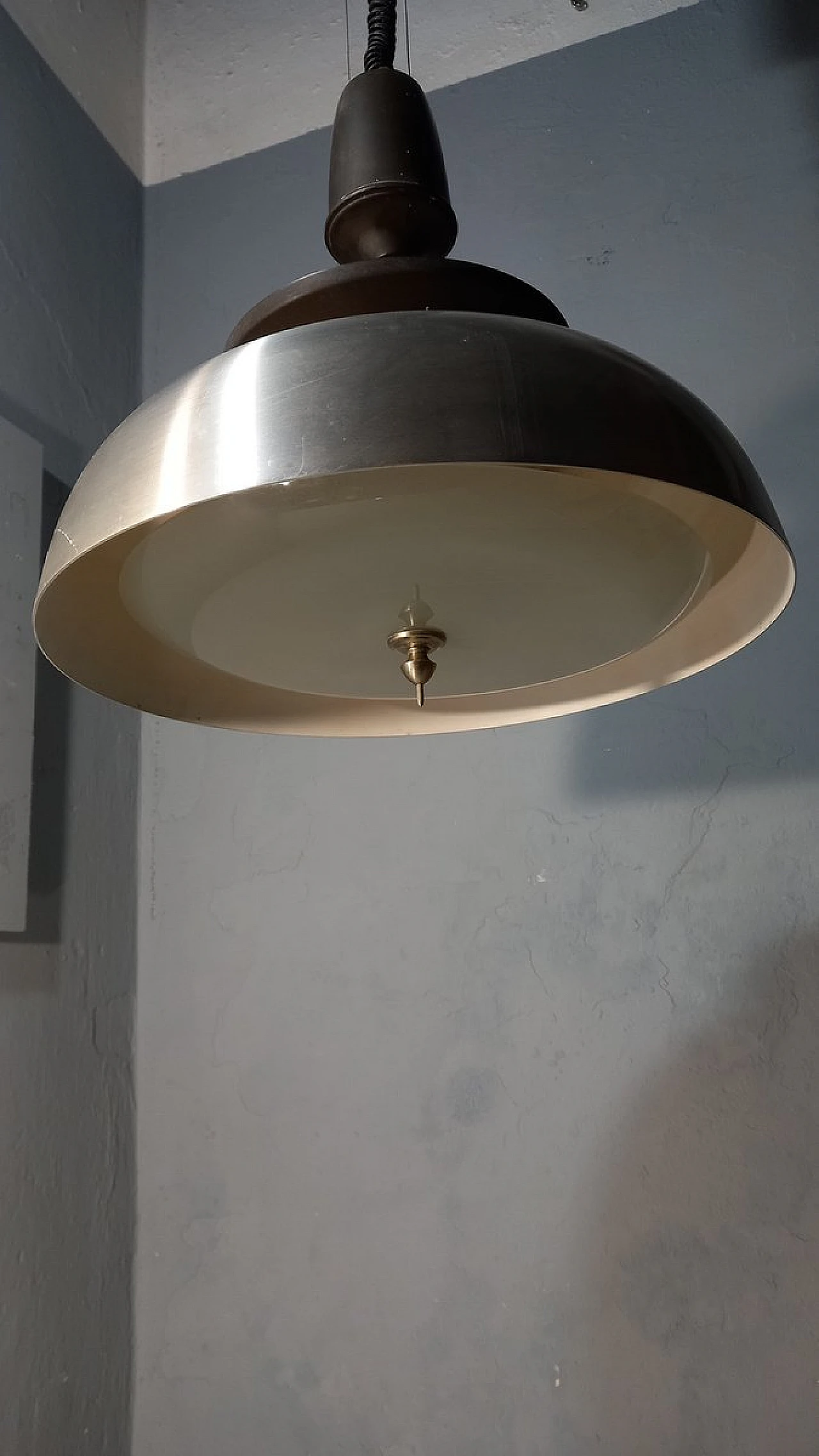 Lampada da soffitto Saliscendi in alluminio di Oscar Torlasco per Lumi, anni '60 3