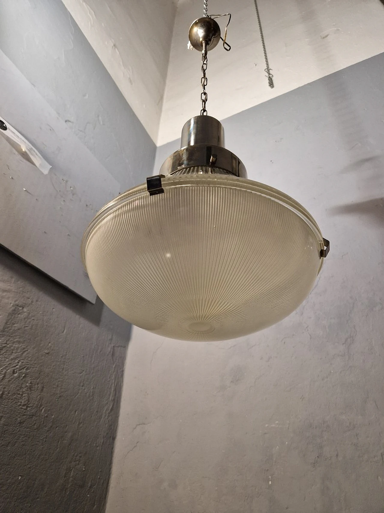 Lampadario in metallo e vetro di Tito Agnoli per Oluce, anni '60 4