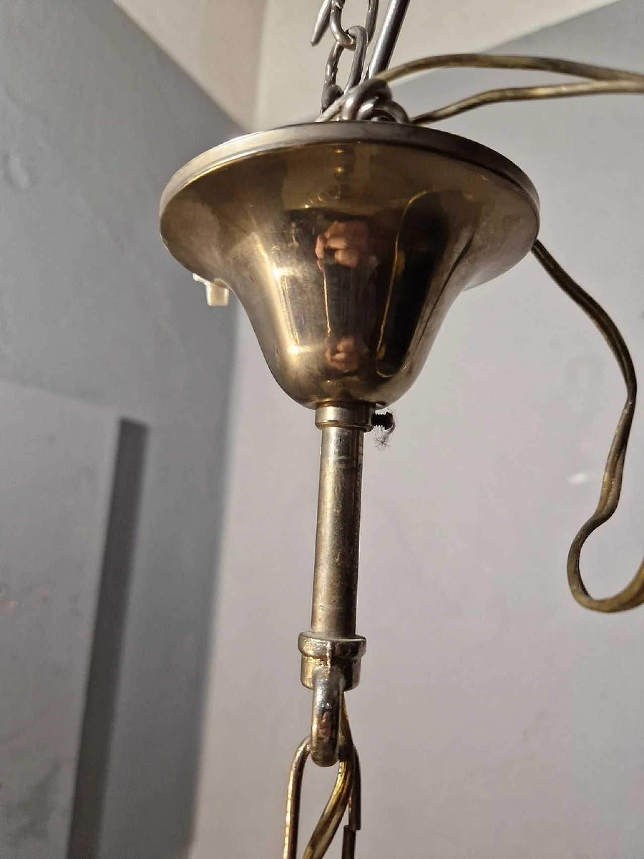 Lampadario in metallo e vetro di Tito Agnoli per Oluce, anni '60 5