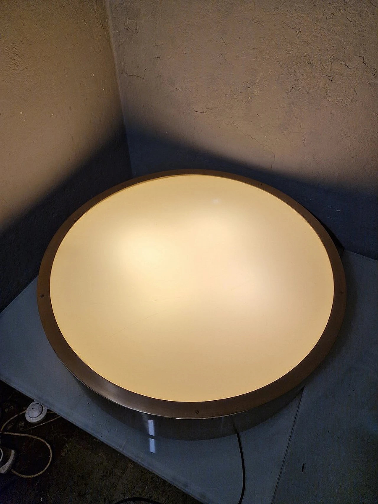 Lampada da soffitto in alluminio e legno, anni '80 2