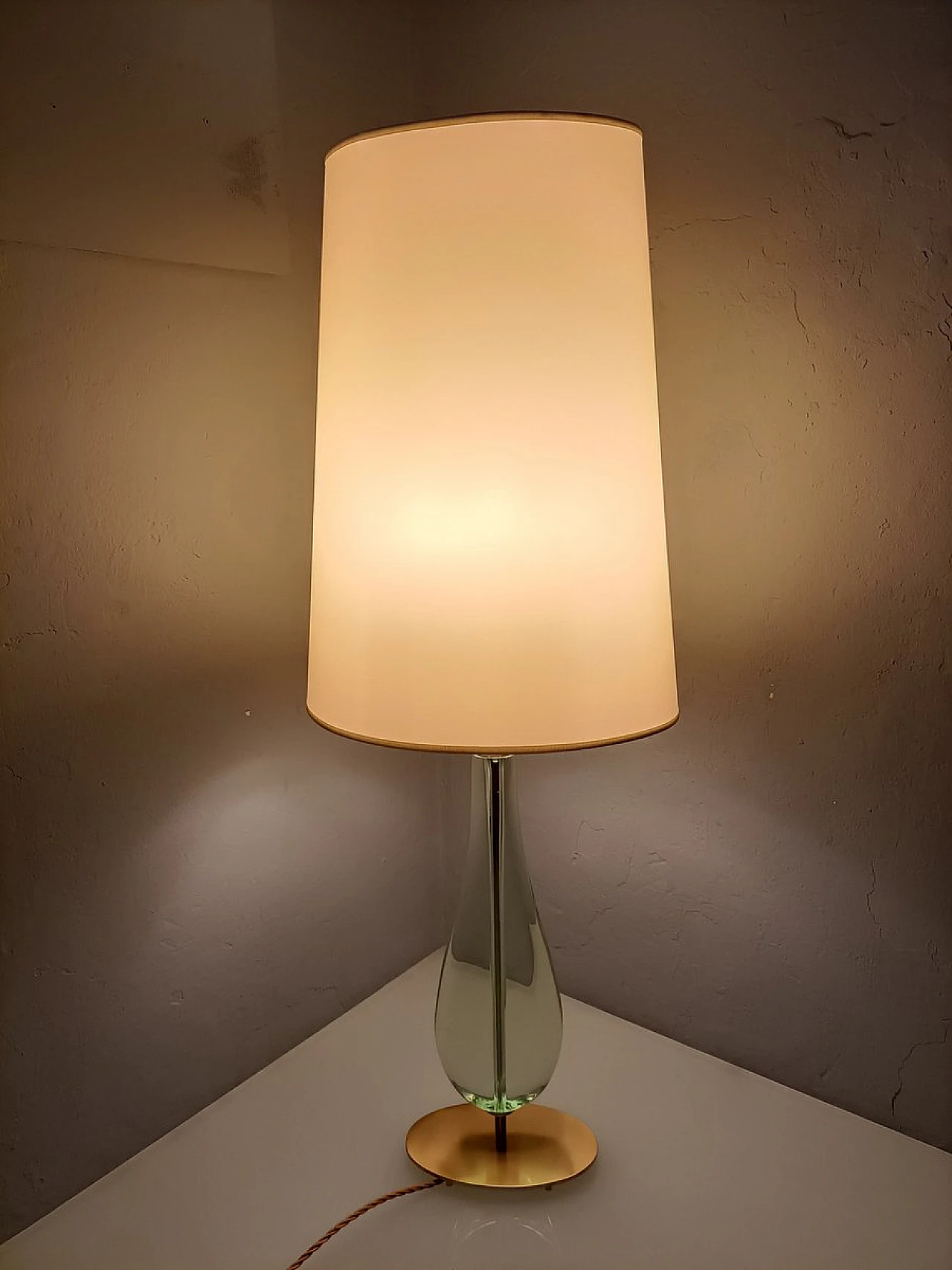 Lampada da tavolo Mod 2206 in ottone e vetro di Max Ingrand per Fontana Arte, anni '50 3