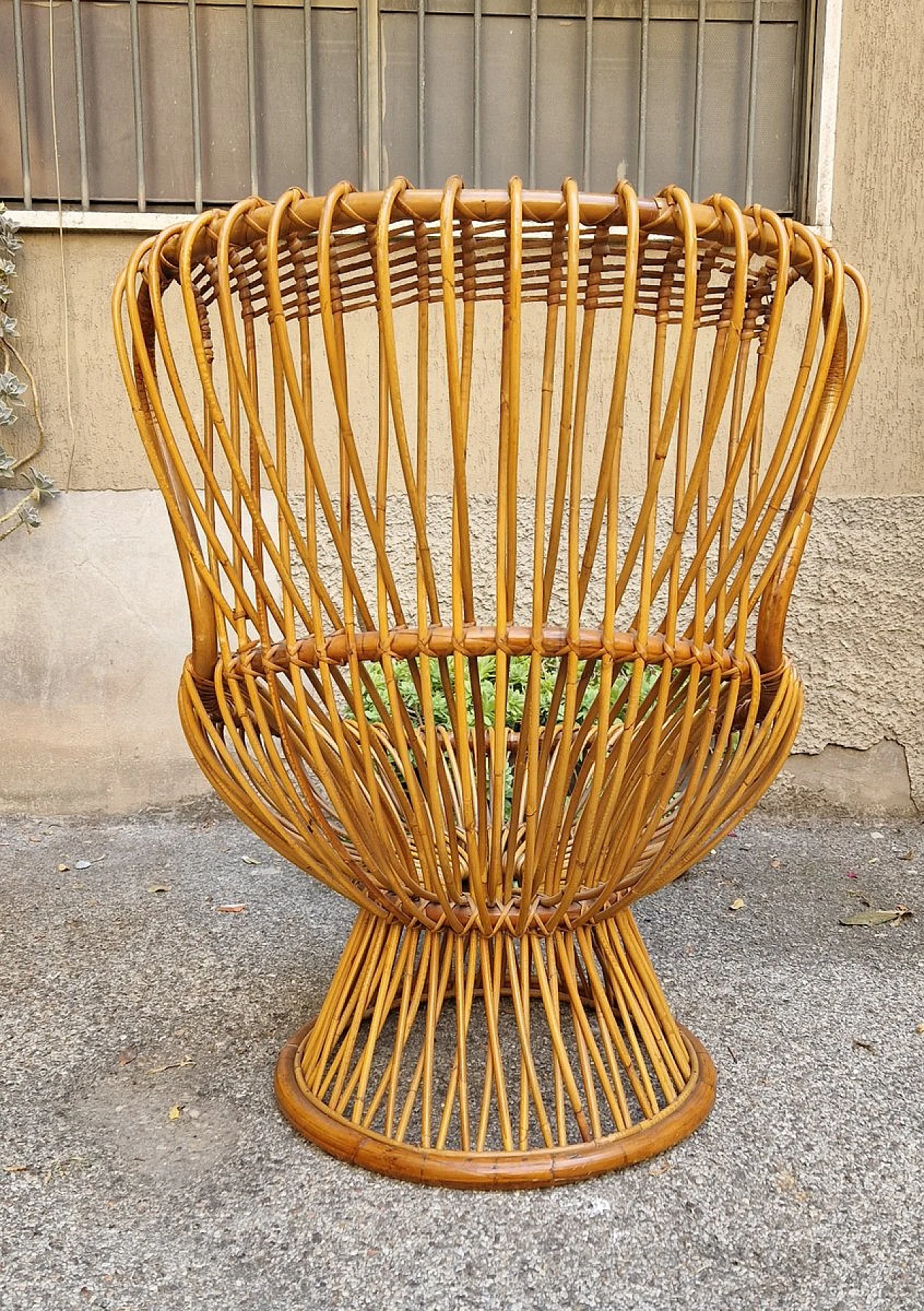 Coppia di poltrone di Franco Albini per Bonacina in rattan, anni '60 4