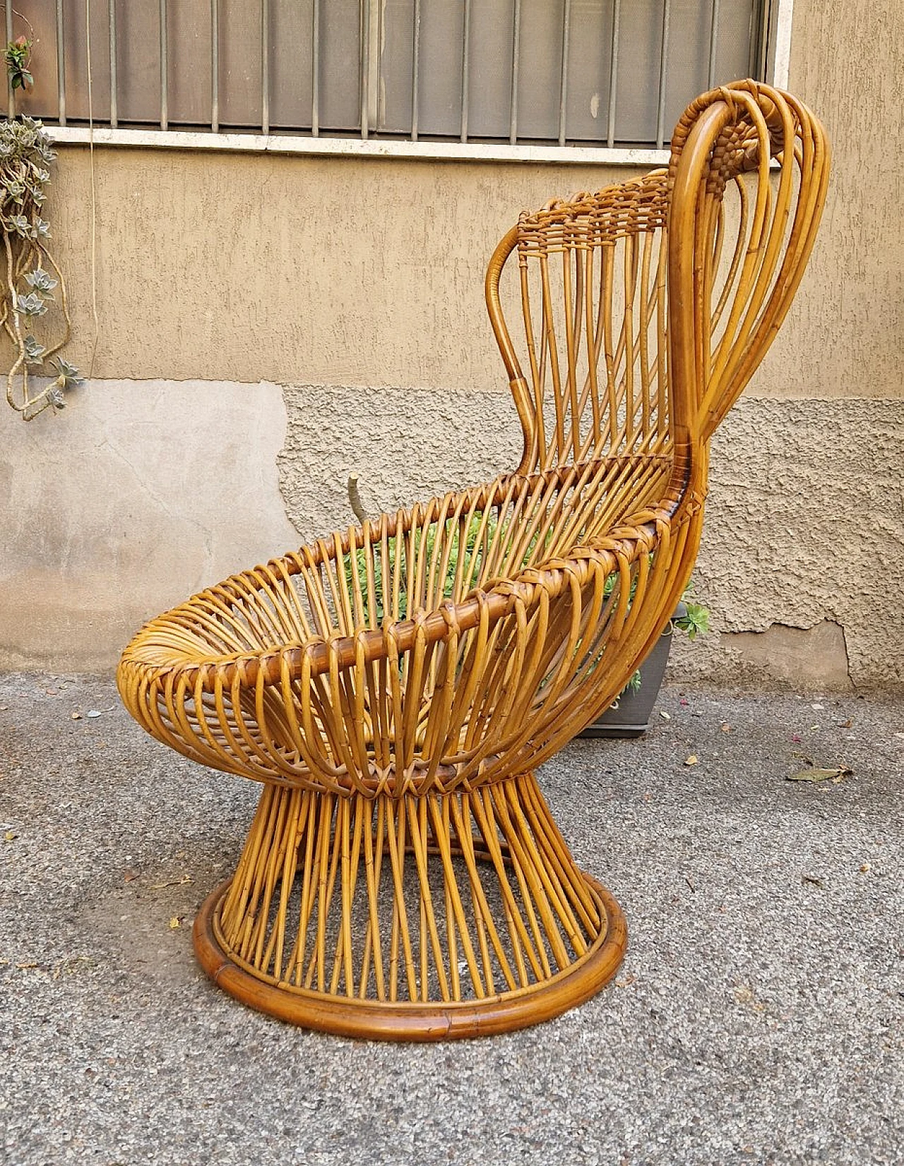 Coppia di poltrone di Franco Albini per Bonacina in rattan, anni '60 5