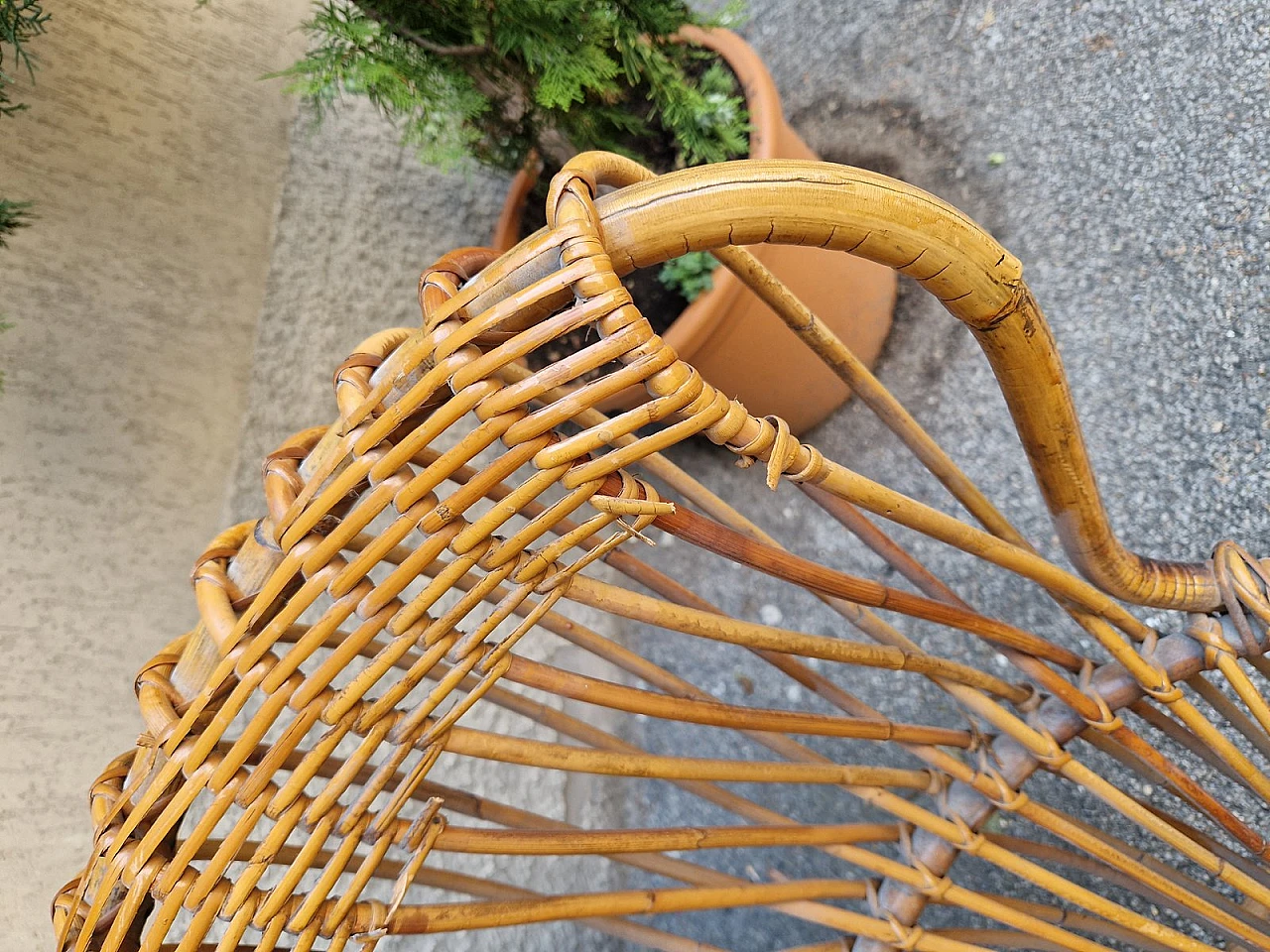 Coppia di poltrone di Franco Albini per Bonacina in rattan, anni '60 11