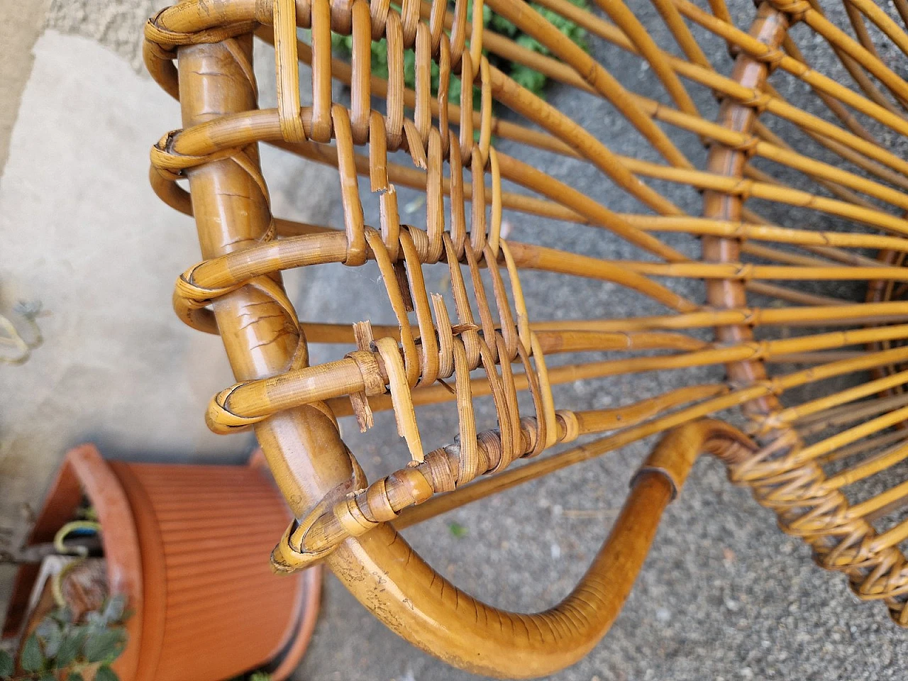 Coppia di poltrone di Franco Albini per Bonacina in rattan, anni '60 13