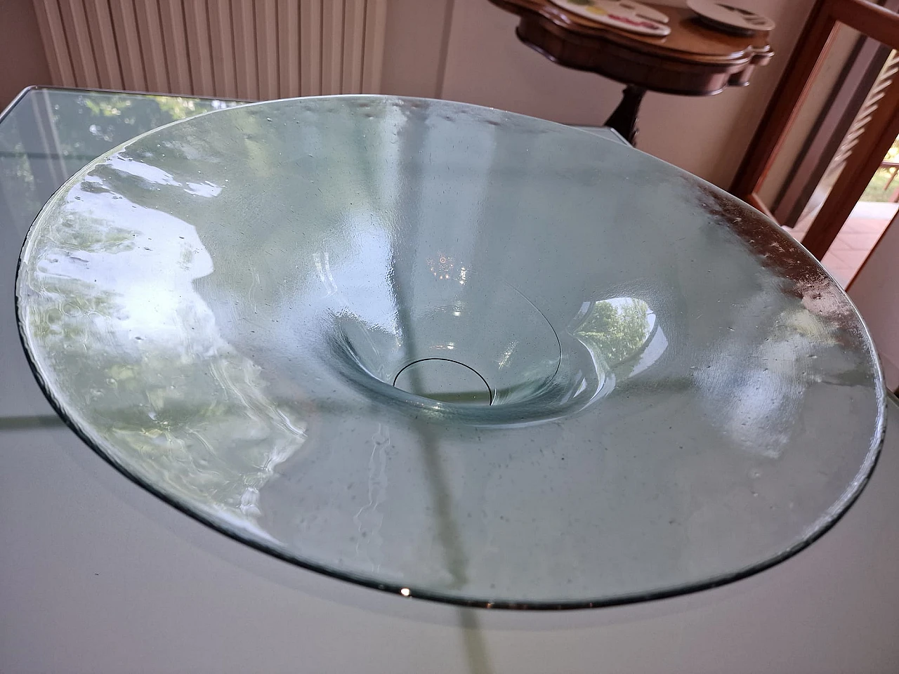 Large blown bubble glass bowl, 90s 1