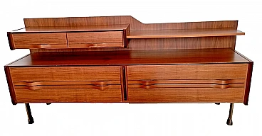 Rosewood and metal sideboard with drawers and shelf, 1960s