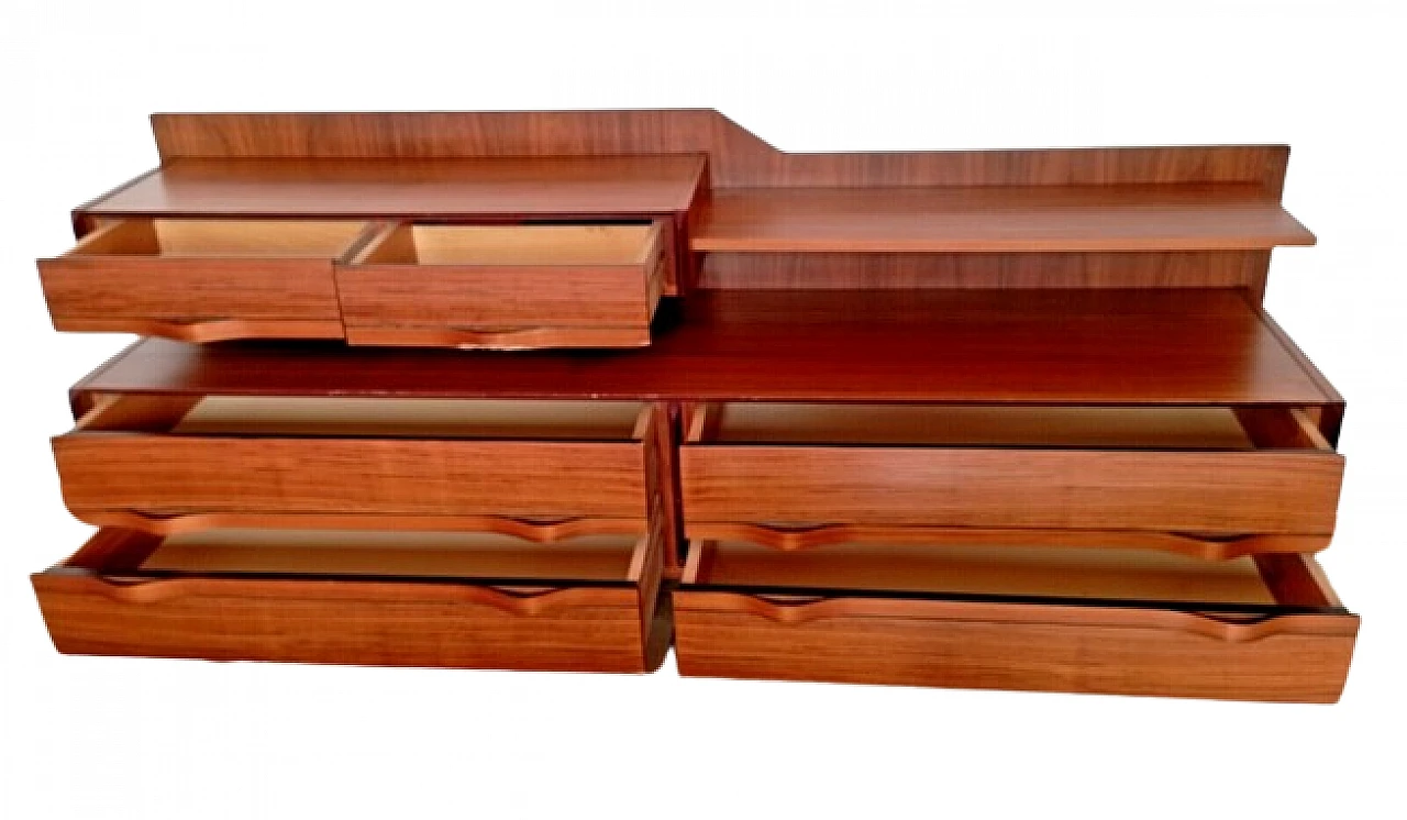 Rosewood and metal sideboard with drawers and shelf, 1960s 2