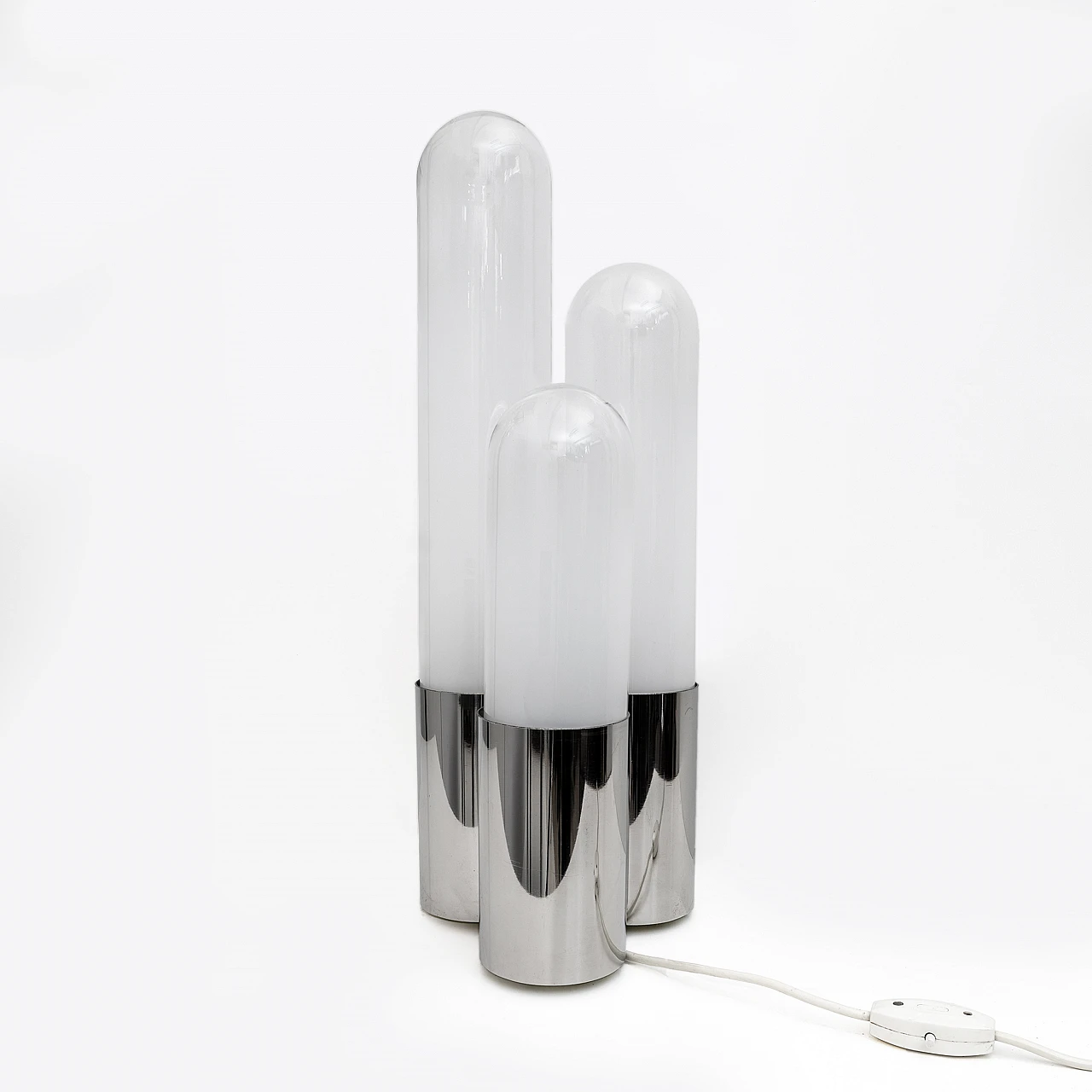 3-Lights table lamp in glass & metal by Nason for Mazzega, 1960s 1