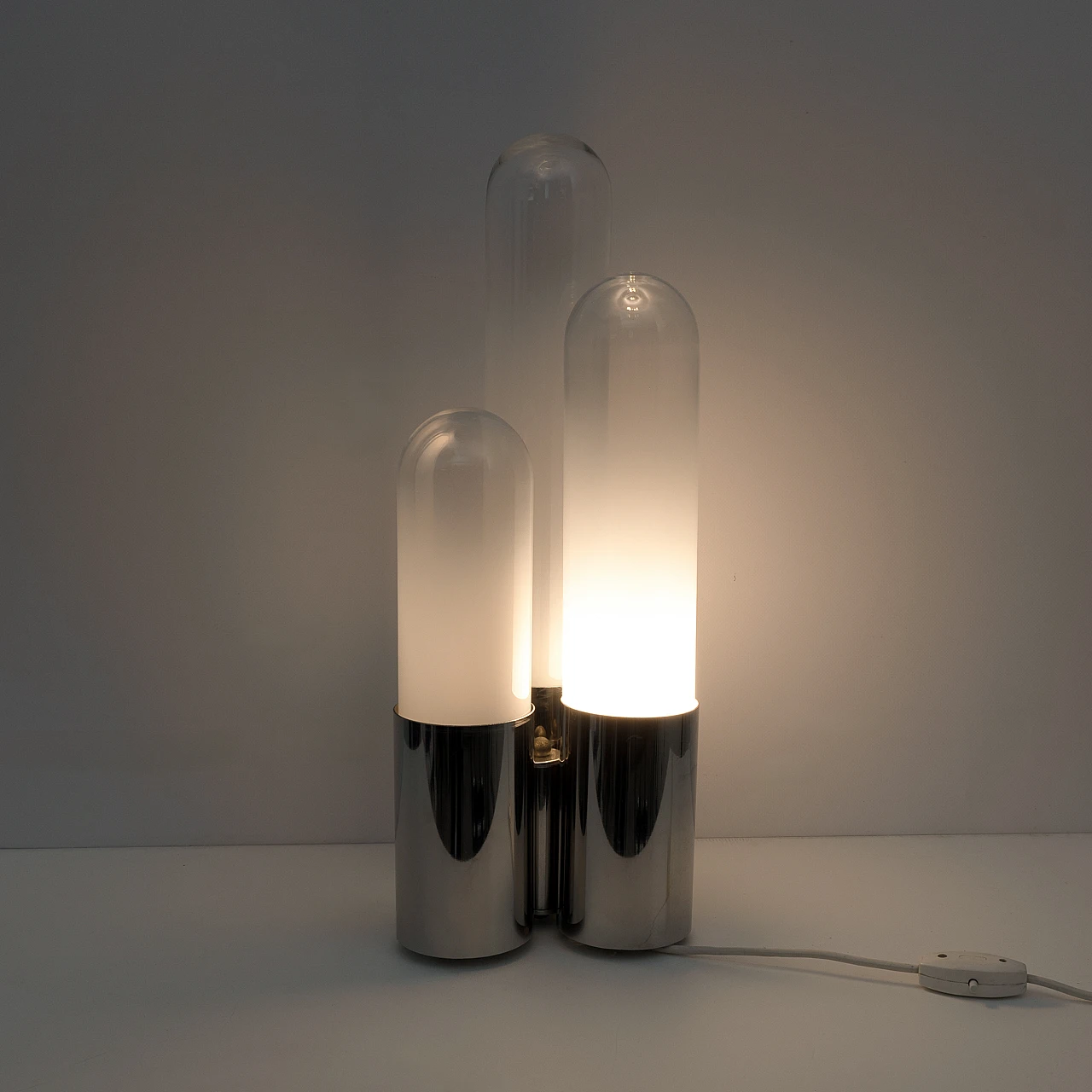 3-Lights table lamp in glass & metal by Nason for Mazzega, 1960s 3