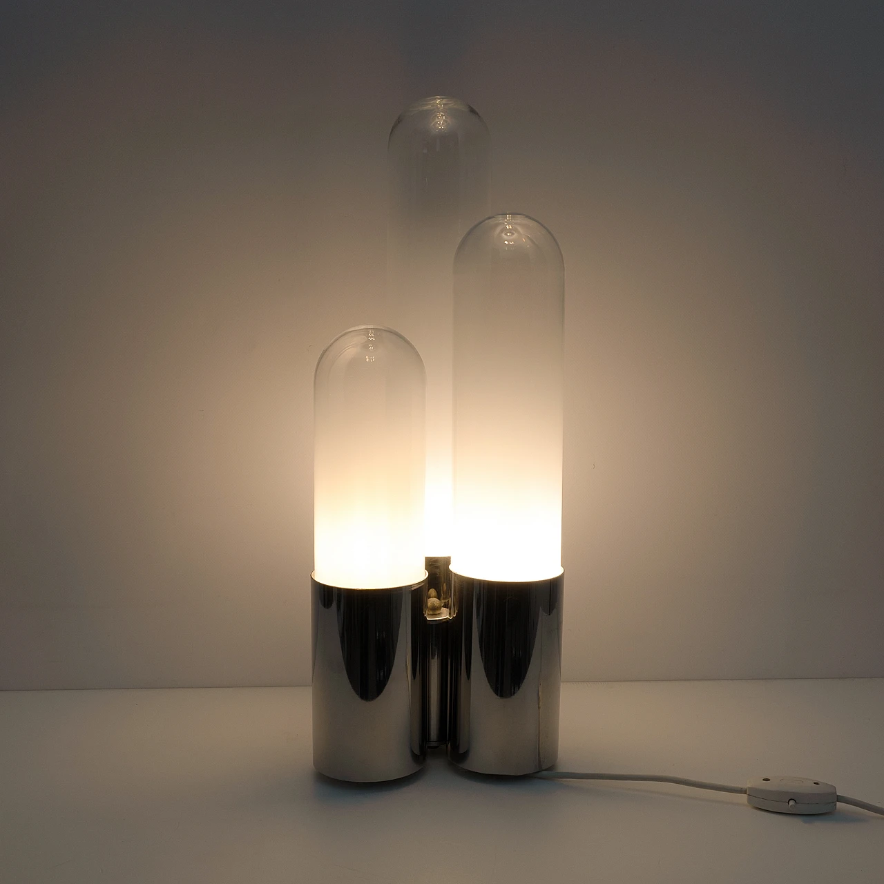 3-Lights table lamp in glass & metal by Nason for Mazzega, 1960s 4