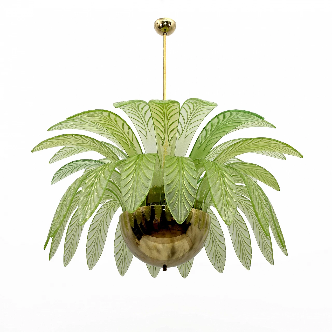 Pair of Murano glass palm leaf chandeliers, 1970s 2