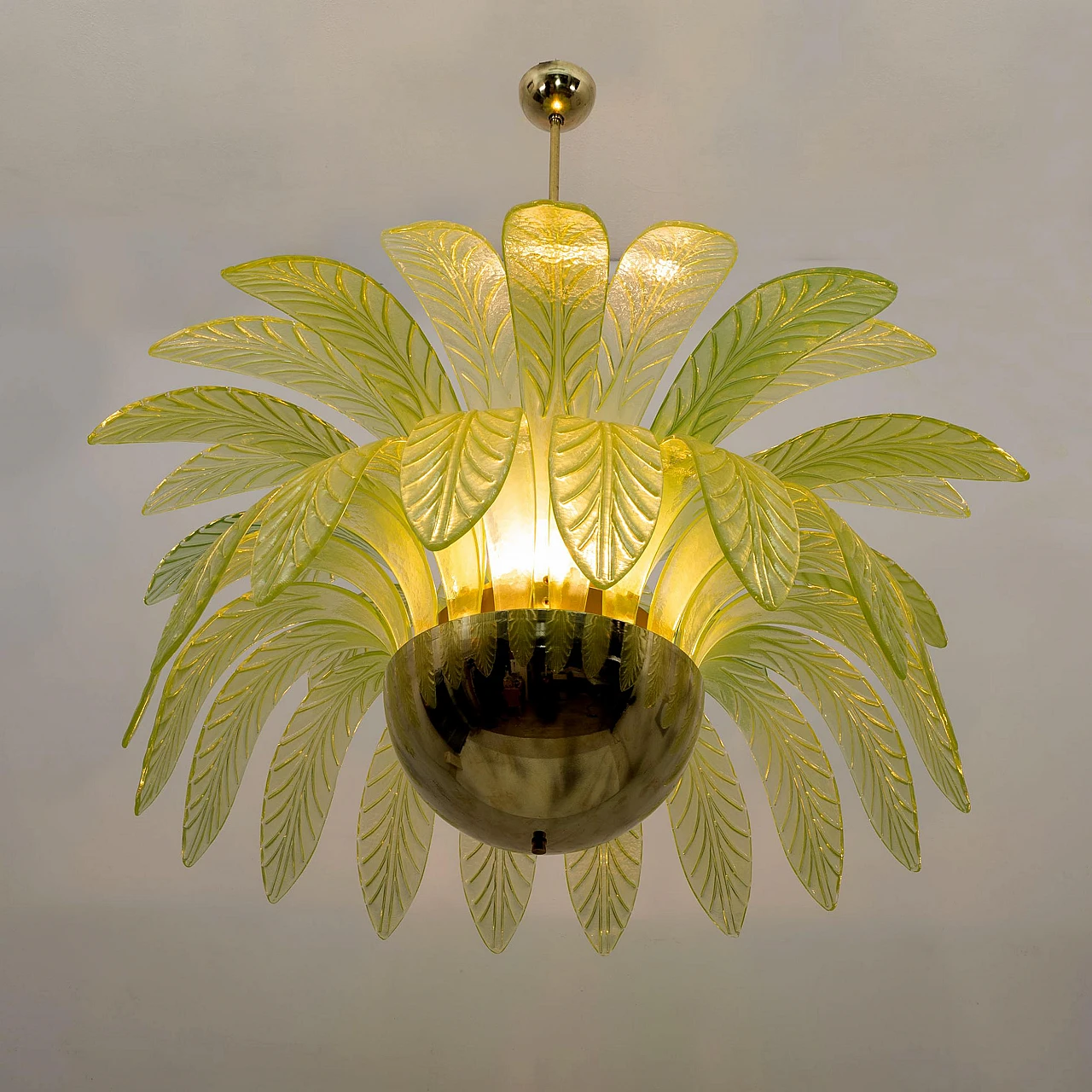 Pair of Murano glass palm leaf chandeliers, 1970s 3