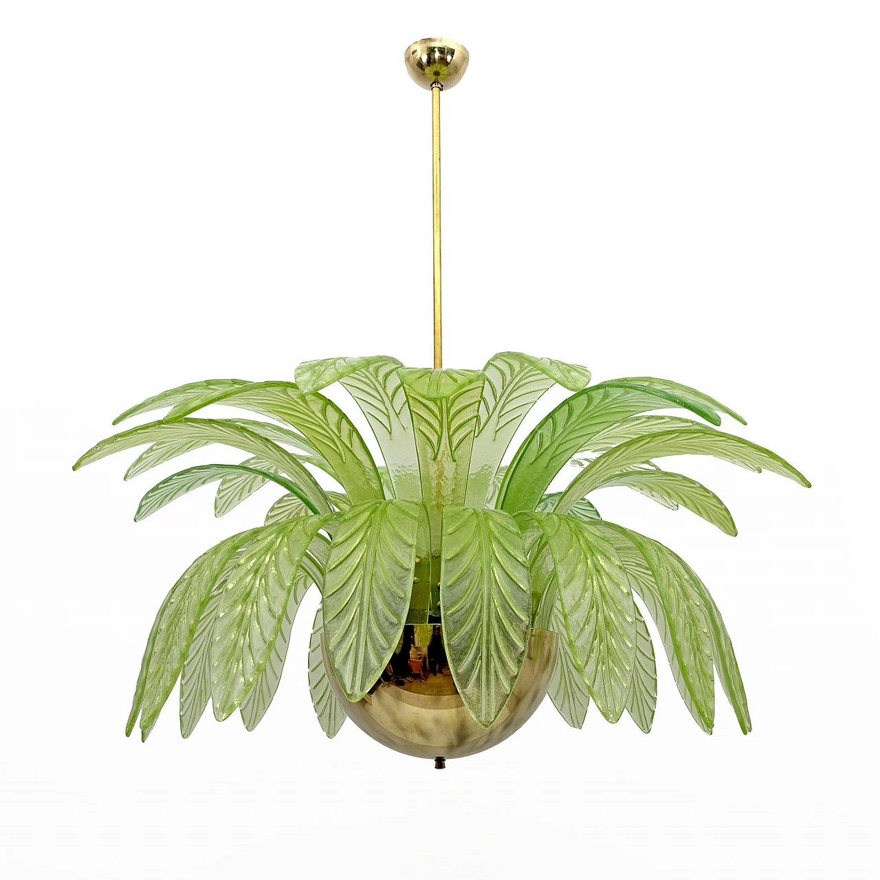 Pair of Murano glass palm leaf chandeliers, 1970s 4