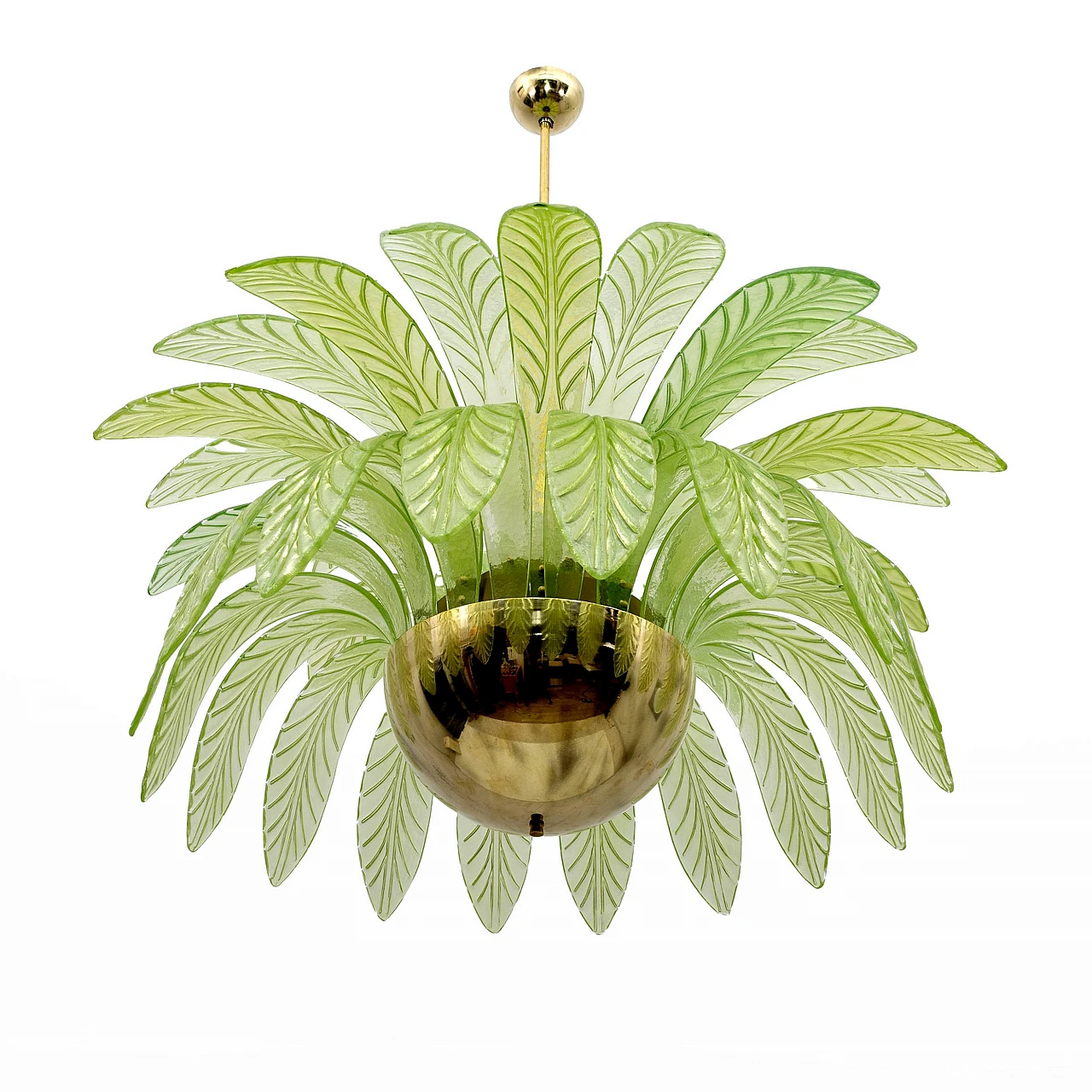 Pair of Murano glass palm leaf chandeliers, 1970s 5