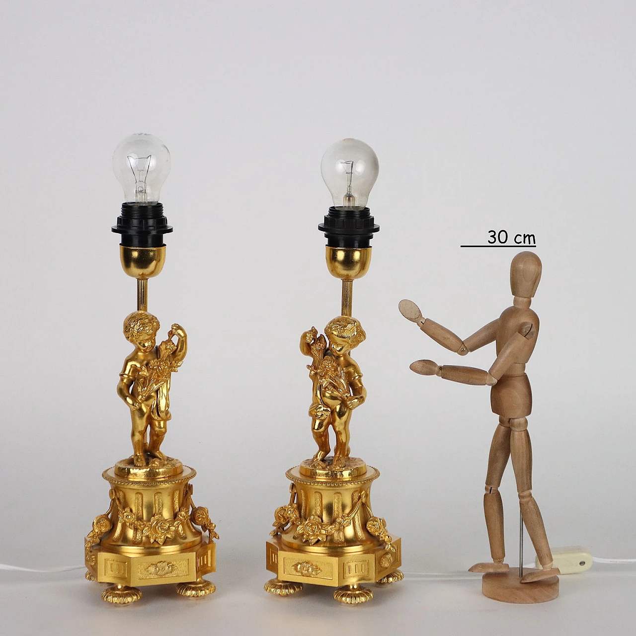 Pair of gold plated bronze table lamps by F.B.A.I. 2