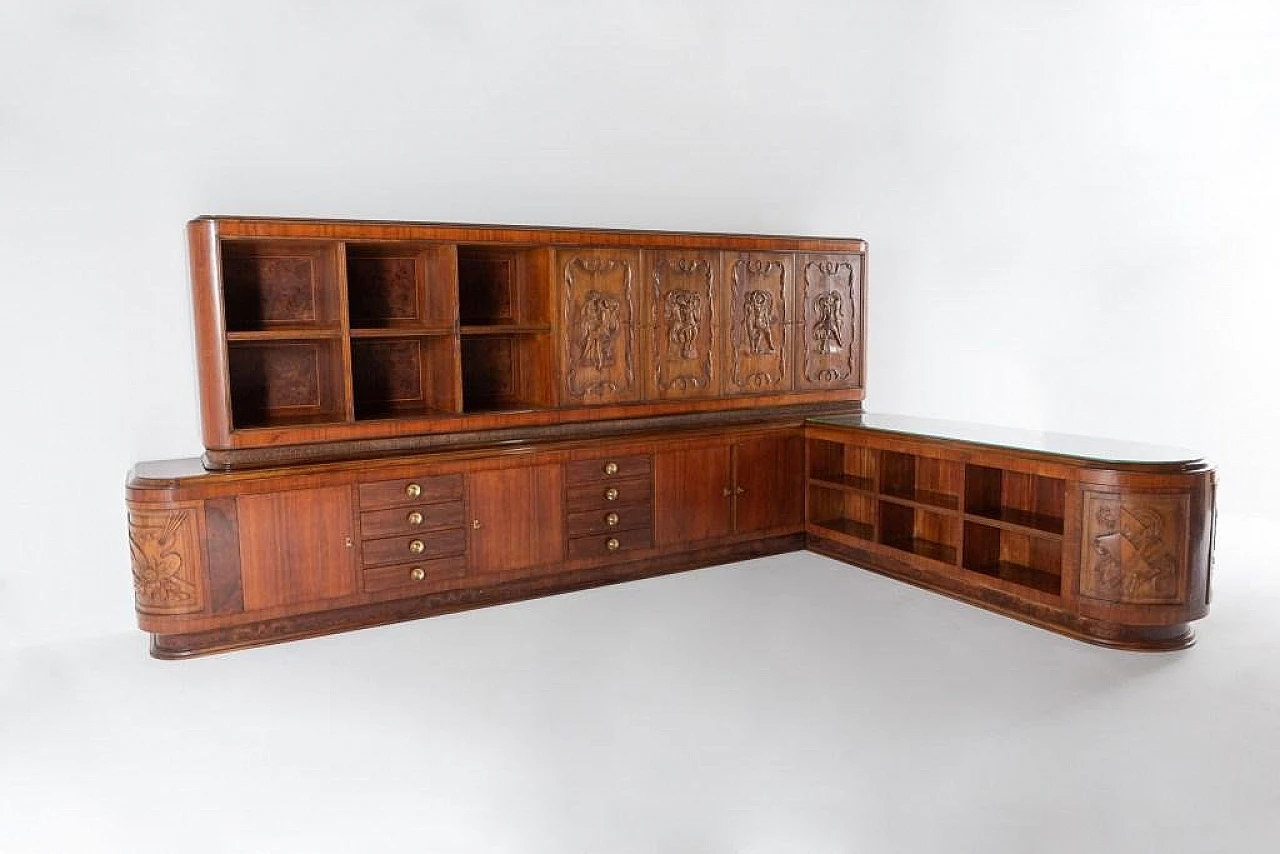 Handcrafted cabinet with carvings, 1950s 1