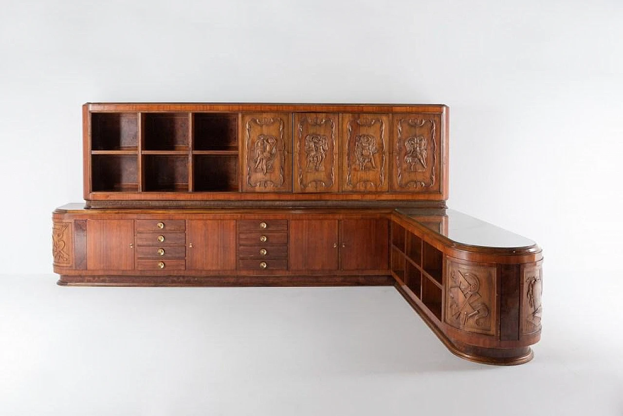 Handcrafted cabinet with carvings, 1950s 2