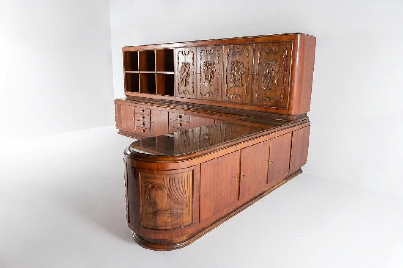 Handcrafted cabinet with carvings, 1950s 3