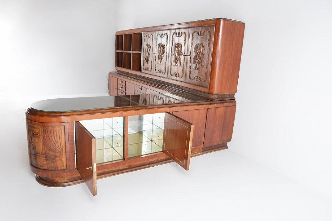 Handcrafted cabinet with carvings, 1950s 4