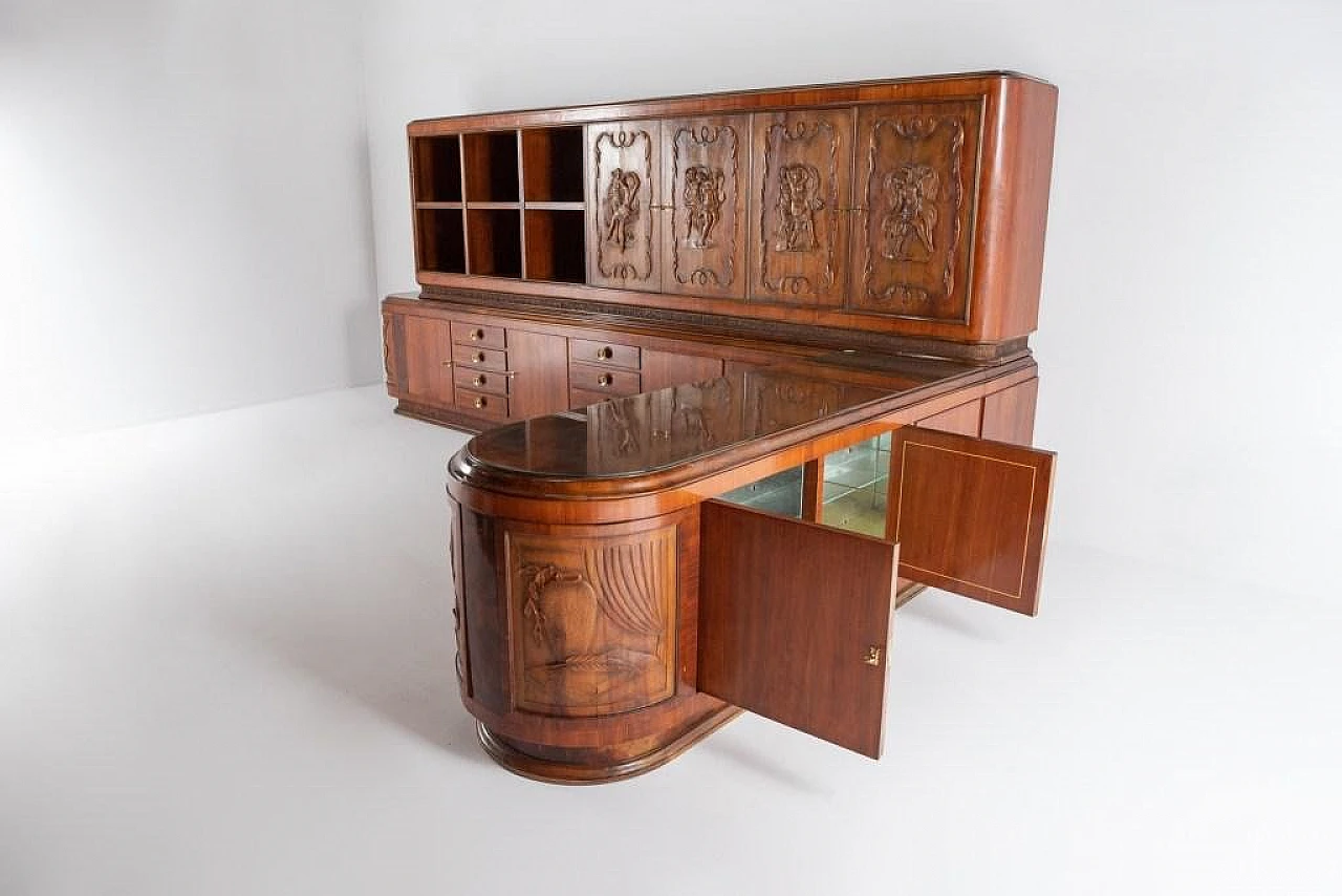 Handcrafted cabinet with carvings, 1950s 6