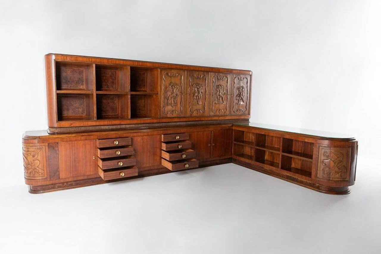 Handcrafted cabinet with carvings, 1950s 10