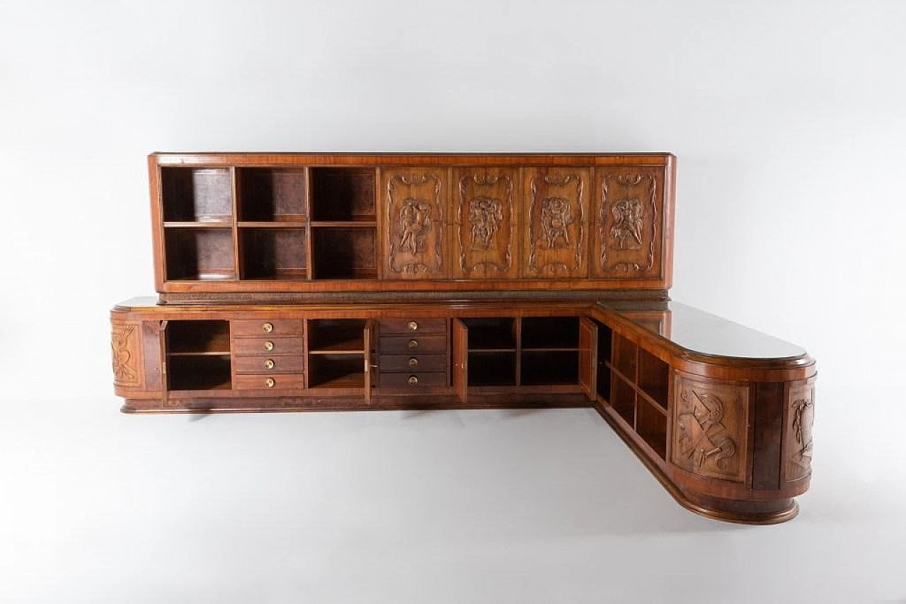 Handcrafted cabinet with carvings, 1950s 12