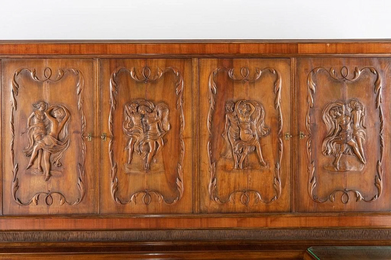 Handcrafted cabinet with carvings, 1950s 14