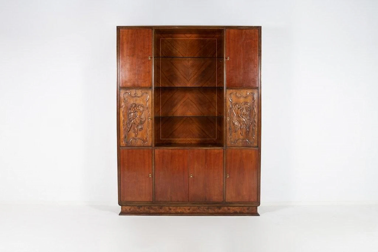 Handcrafted cabinet with glass shelves, 1950s 1