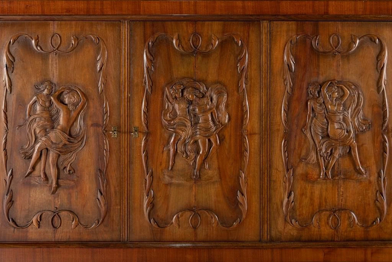 Handcrafted cabinet with carvings, 1950s 15