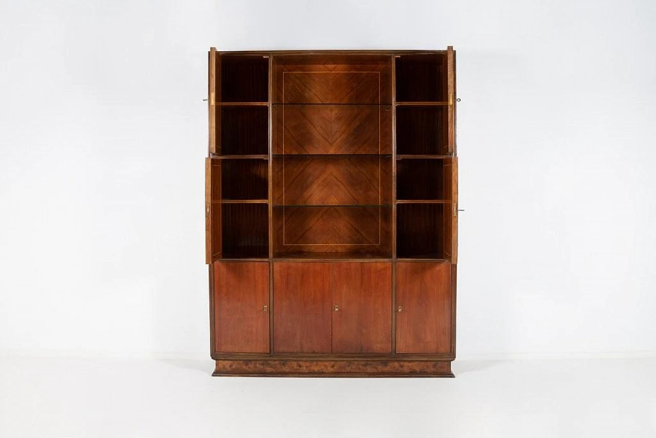 Handcrafted cabinet with glass shelves, 1950s 2